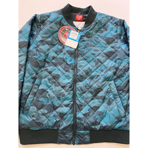 Columbia Hawlings Hill Bomber Jacket Thermal Coil-Blue Black Camo Size XL $160 - Picture 10 of 10